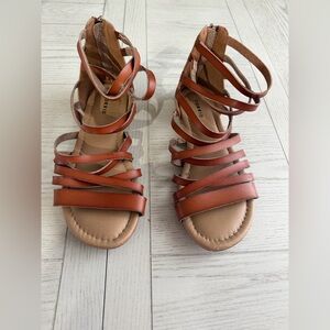 torrid Strappy Wrap-Around Sandals in Cognac Brown